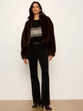 Everest Fur Bomber Espresso Martini Petite Sizing