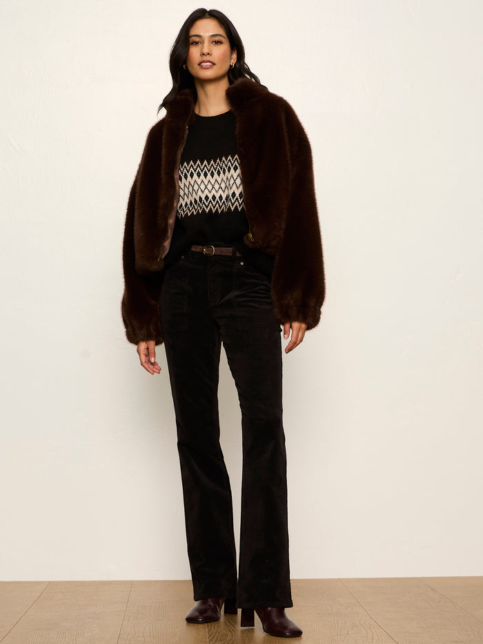 Everest Fur Bomber Espresso Martini Petite Sizing