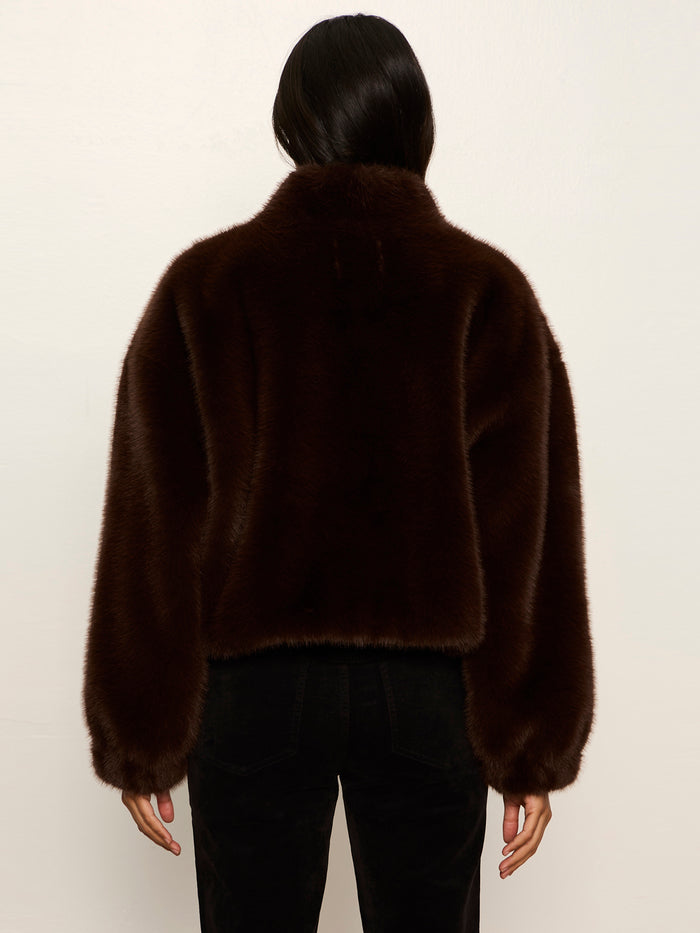 Everest Fur Bomber Espresso Martini Petite Sizing