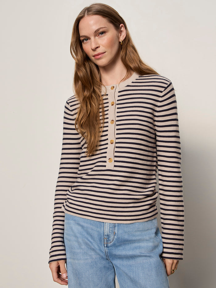 Everyday Henley Sweater Dark Opal/Inkstorm Stripe