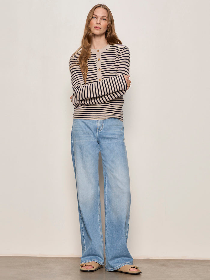 Everyday Henley Sweater Dark Opal/Inkstorm Stripe