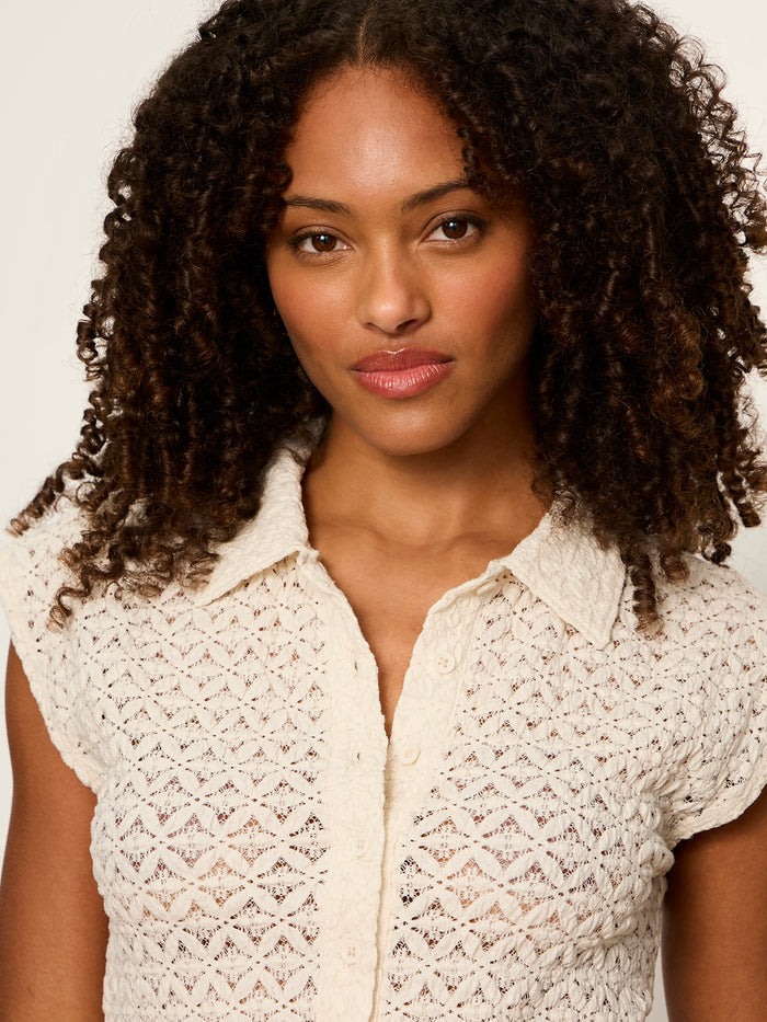 Everyday Muse Collared Tee Bone