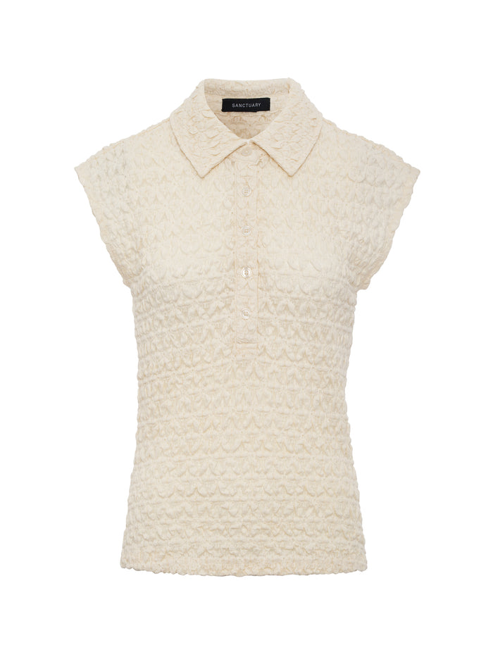 Everyday Muse Collared Tee Bone