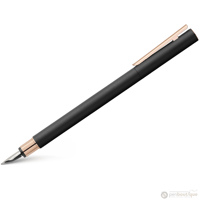 Faber-Castell NEO Slim Fountain Pen - Black Matte w/ Rose Gold - Pen Boutique Ltd