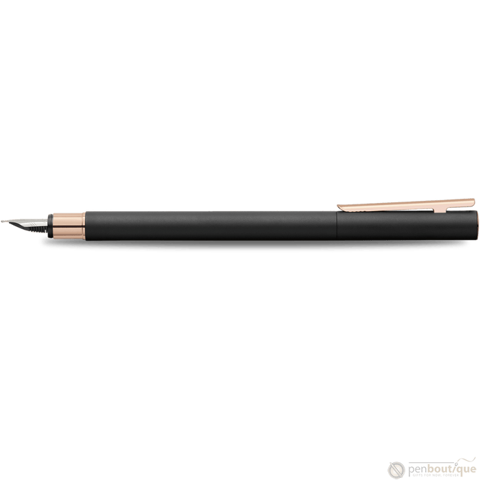 Faber-Castell NEO Slim Fountain Pen - Black Matte w/ Rose Gold - Pen Boutique Ltd