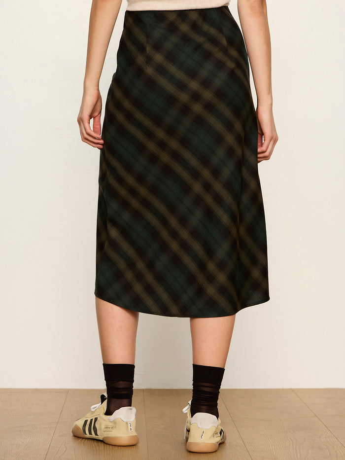 Favorite Plaid Slip Skirt Forest Plaid