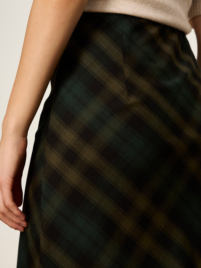 Favorite Plaid Slip Skirt Forest Plaid