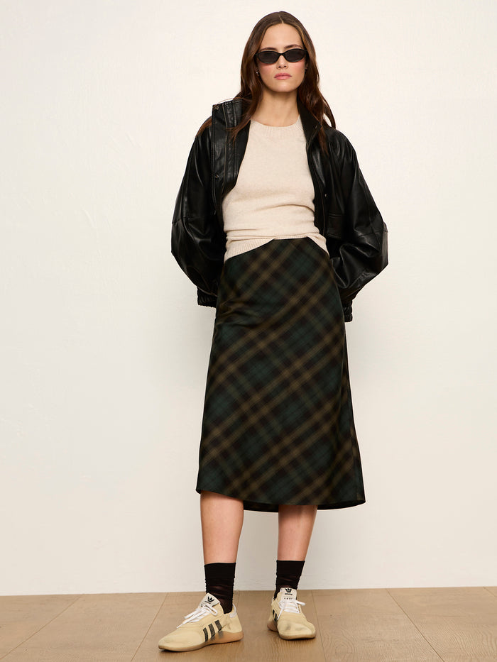 Favorite Plaid Slip Skirt Forest Plaid