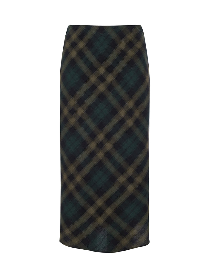 Favorite Plaid Slip Skirt Forest Plaid