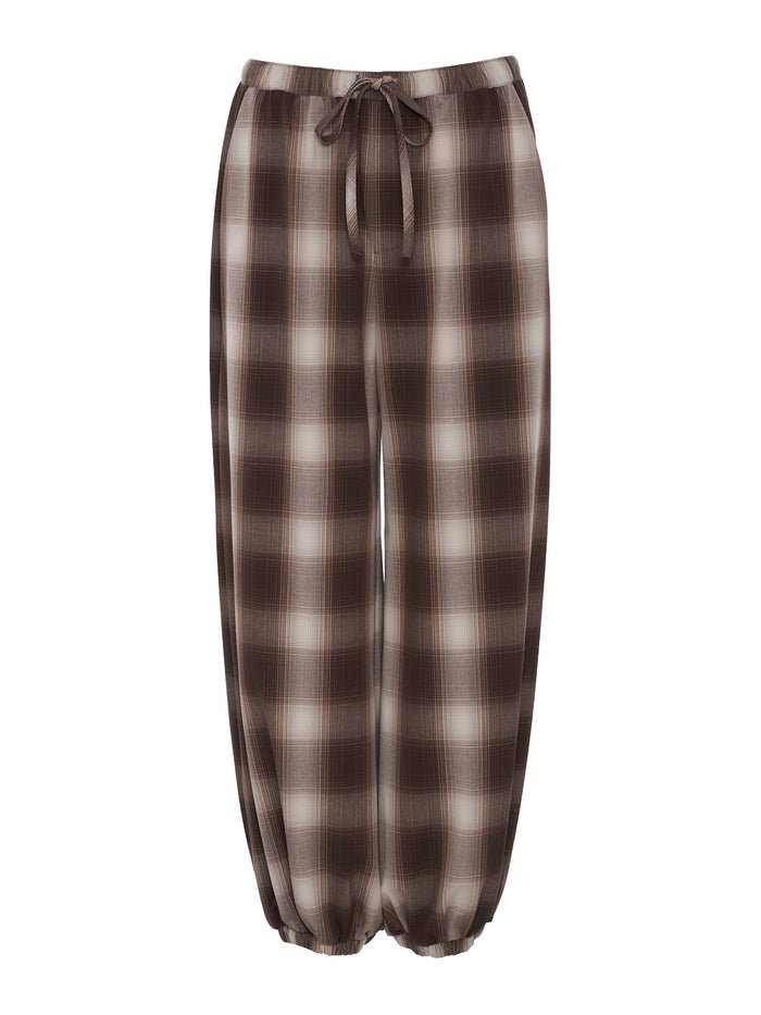 Float On Balloon Pant Cocoa Powder Plaid