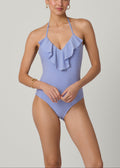French Blue Ruffle One Piece