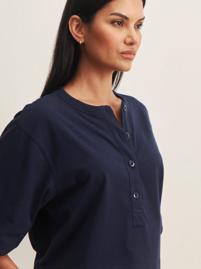 Freya Placket Tee Navy Blazer