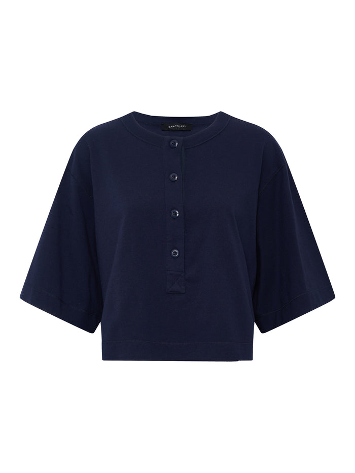 Freya Placket Tee Navy Blazer