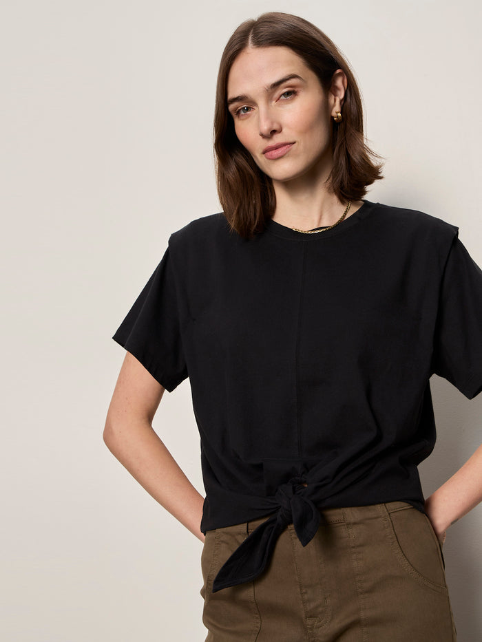 Good To Go Tie Front Tee Black