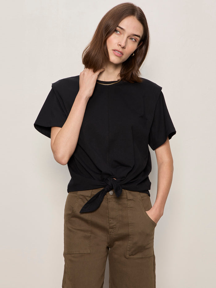 Good To Go Tie Front Tee Black