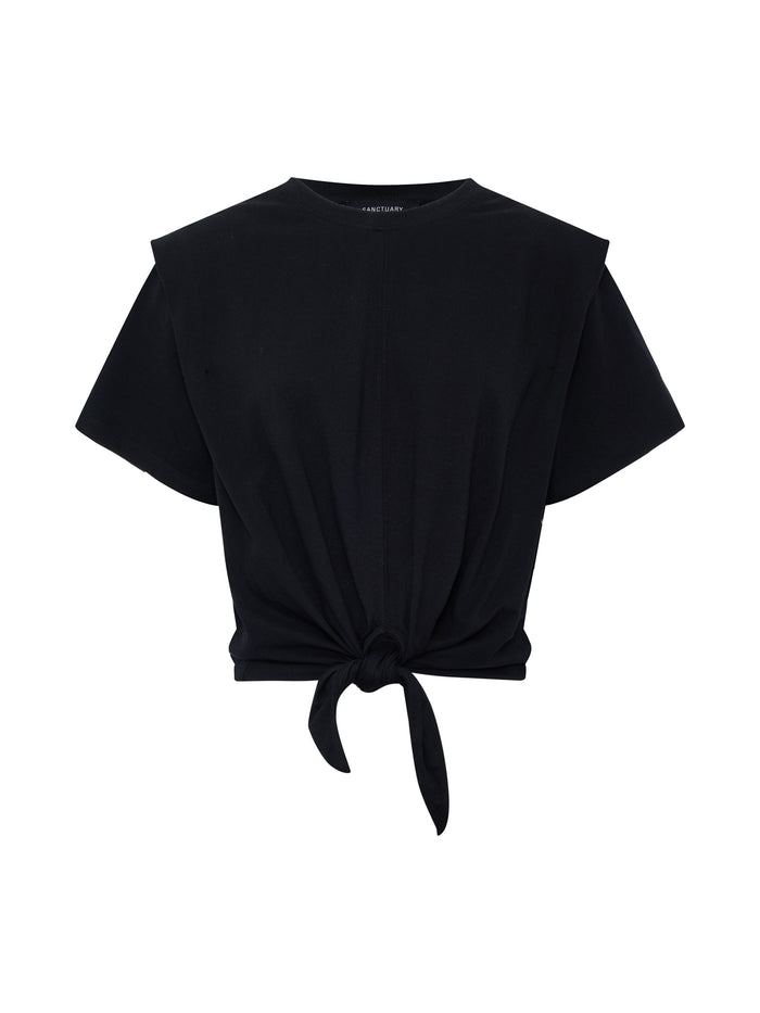 Good To Go Tie Front Tee Black