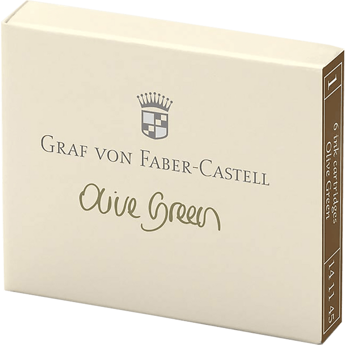 Graf Von Faber-Castell Olive Green Ink Cartridges /Box 6 - Pen Boutique Ltd