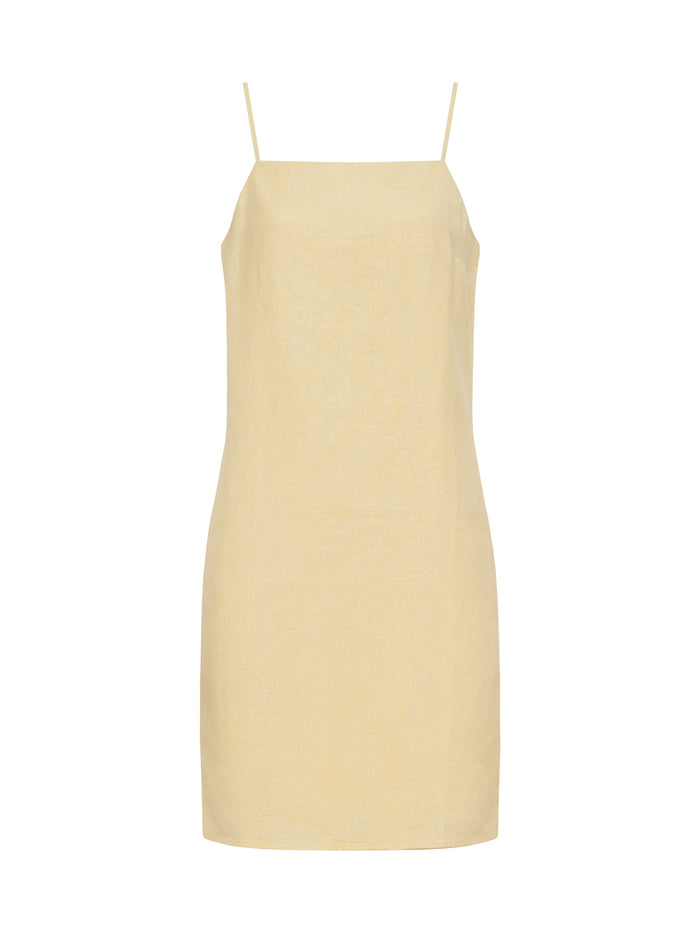 Hideaway Linen Tie Strap Dress Banana