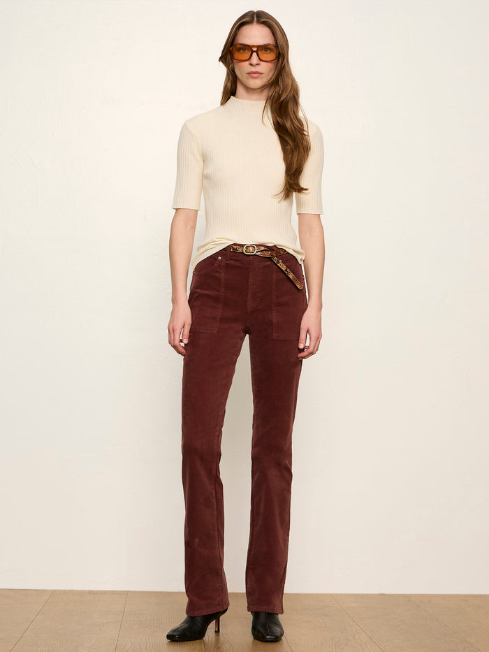 High Neck Ribbed Top Bone