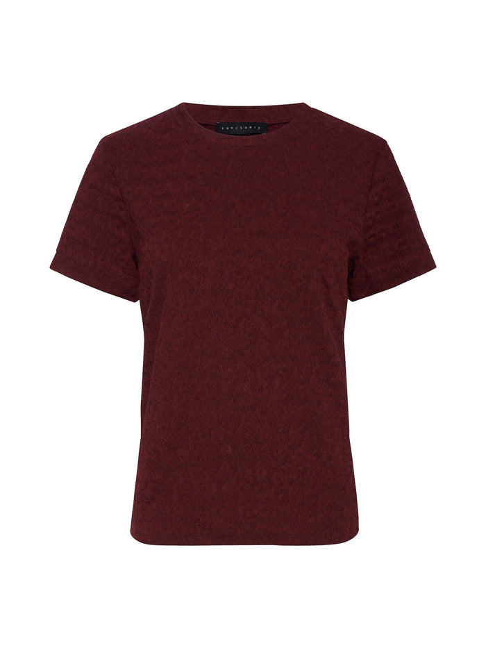 Icon Textured Tee Bordeaux