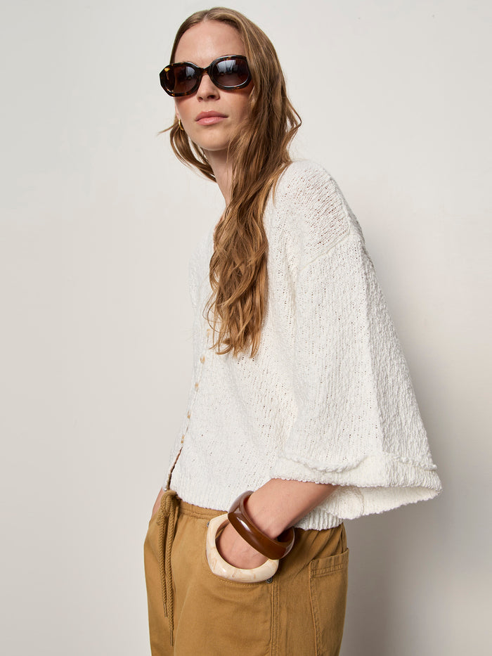 I'm Yours Button Front Sweater Chalk