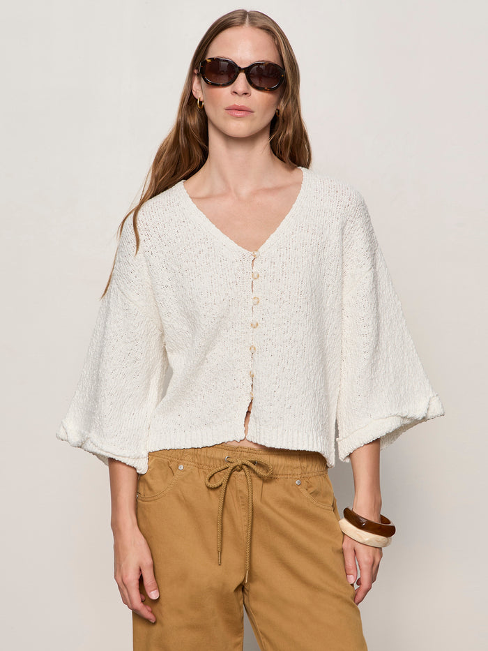 I'm Yours Button Front Sweater Chalk