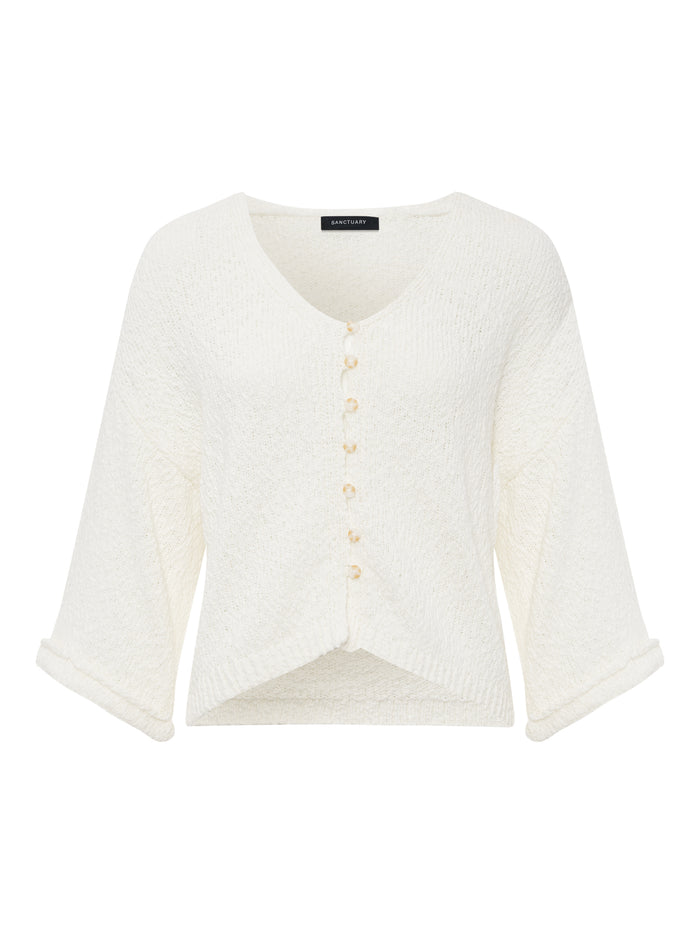 I'm Yours Button Front Sweater Chalk