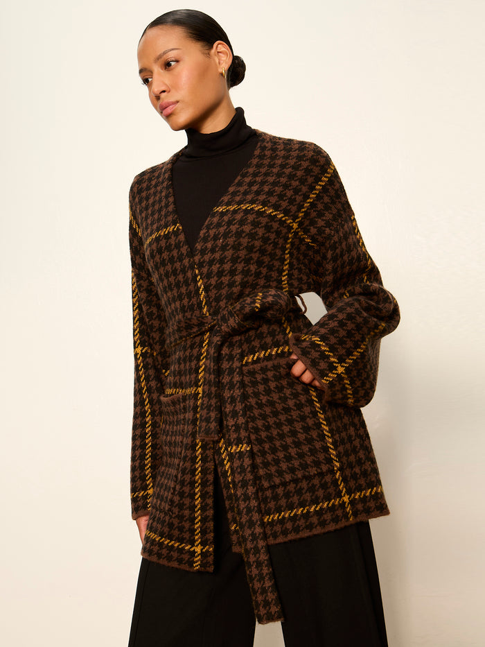 Jacquard Coatigan Golden Plaid