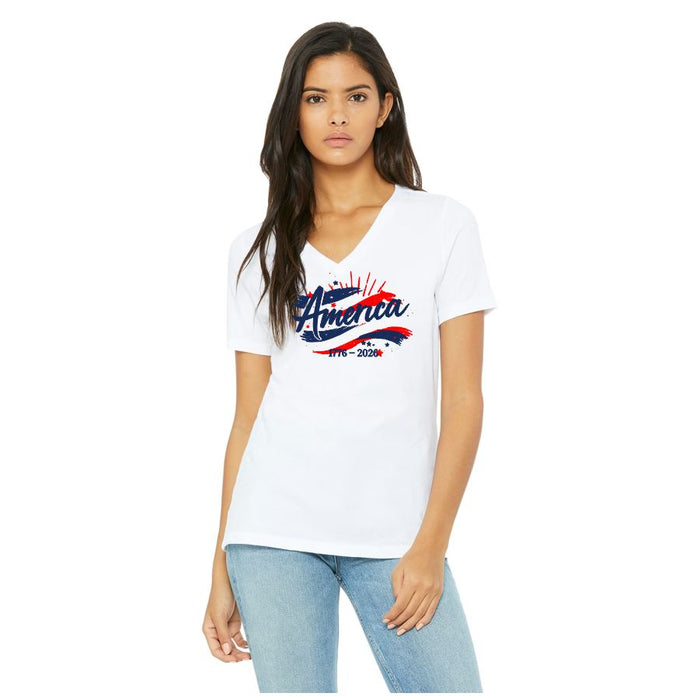 Ladies Bella America V-Neck