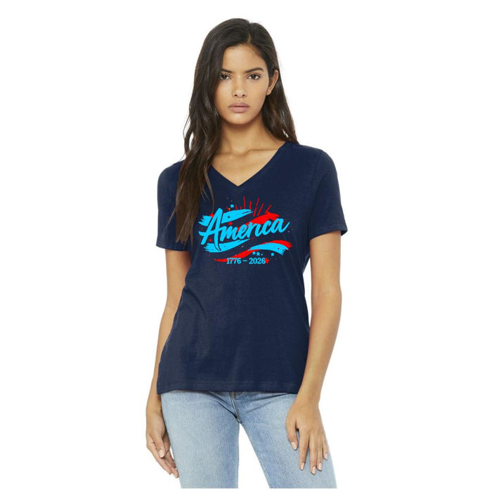 Ladies Bella America V-Neck