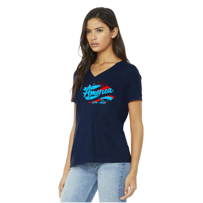 Ladies Bella America V-Neck