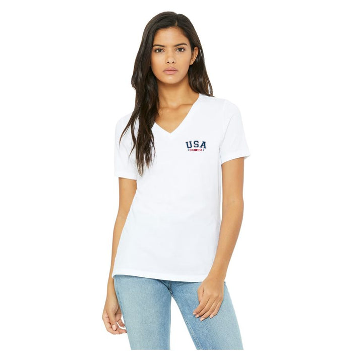 Ladies Bella Distressed V-Neck