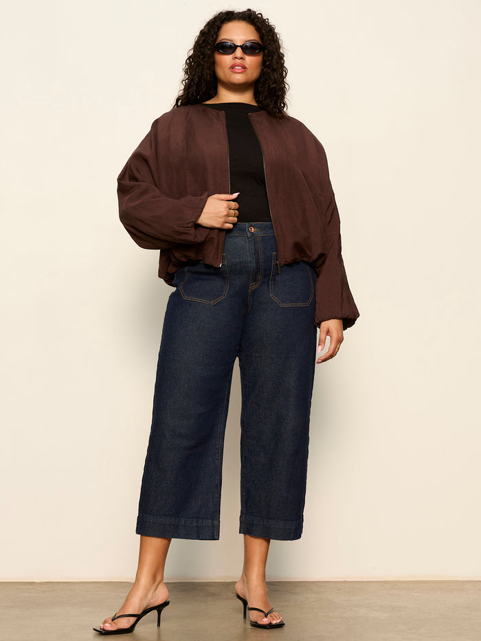 Linen Bubble Jacket Rich Soil Extended Sizing