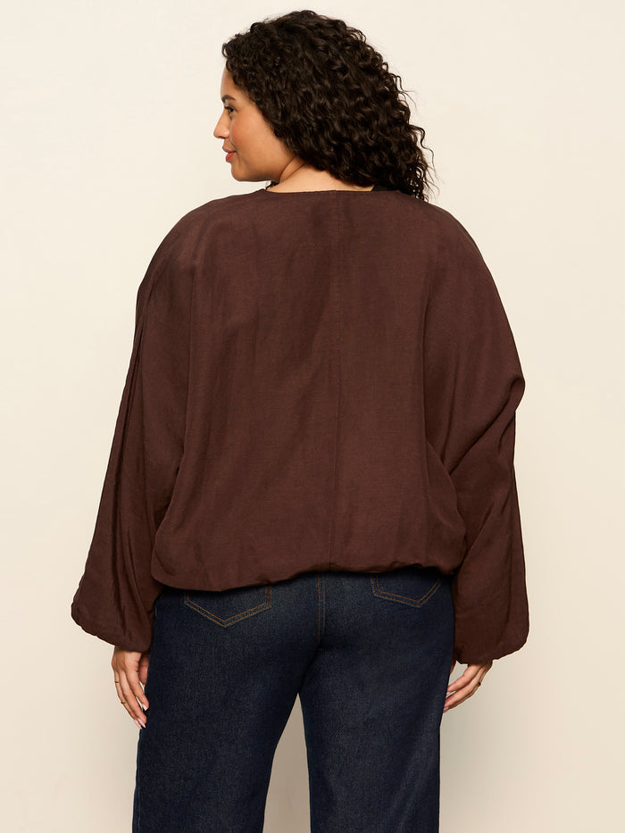 Linen Bubble Jacket Rich Soil Extended Sizing