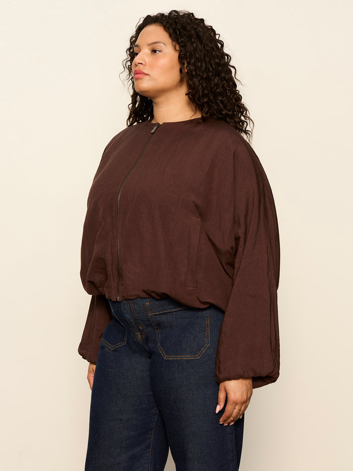 Linen Bubble Jacket Rich Soil Extended Sizing