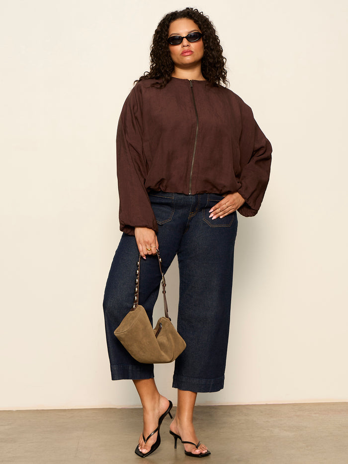 Linen Bubble Jacket Rich Soil Extended Sizing