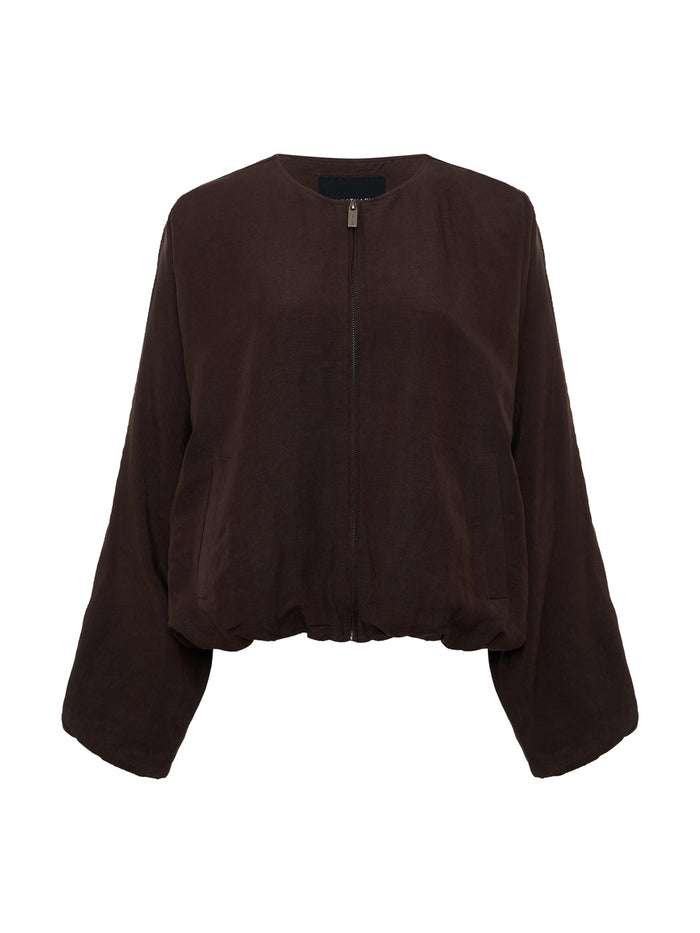 Linen Bubble Jacket Rich Soil Extended Sizing