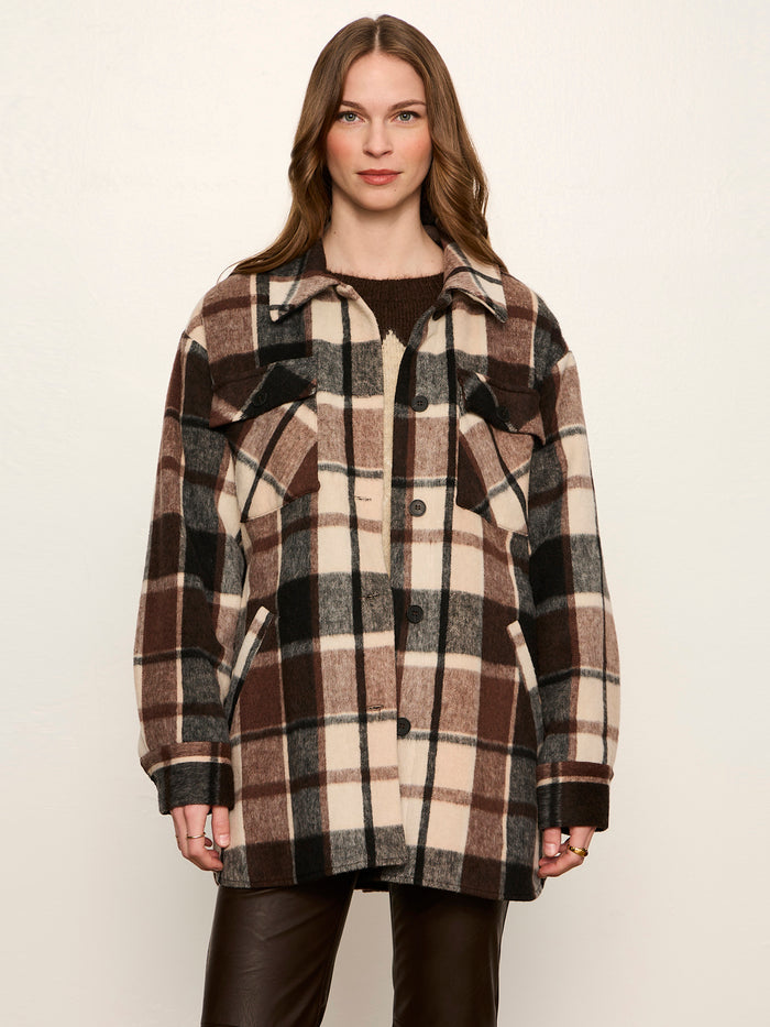 Locket Plaid Coat Espresso Martini Plaid