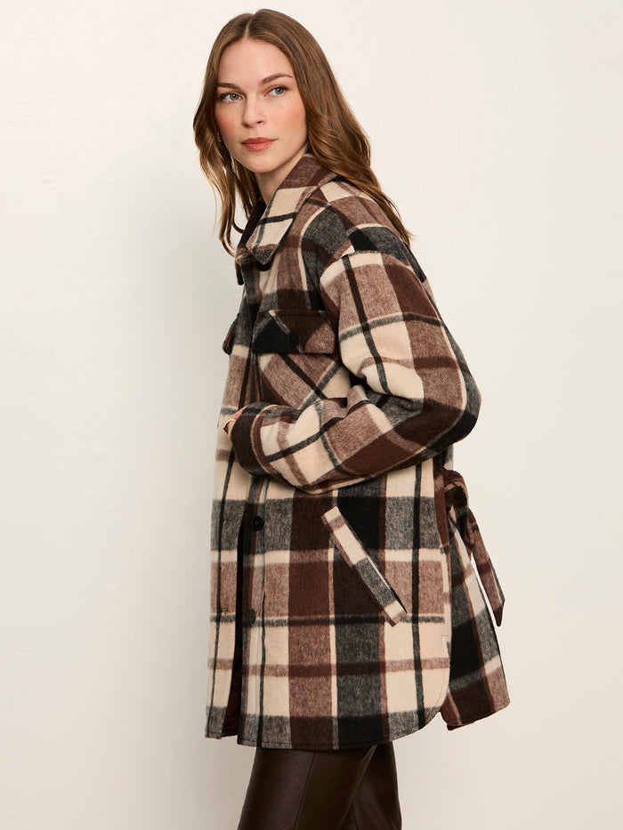 Locket Plaid Coat Espresso Martini Plaid