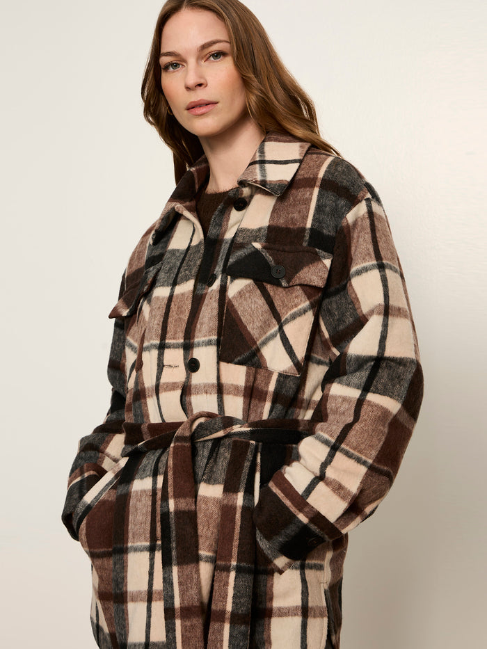 Locket Plaid Coat Espresso Martini Plaid