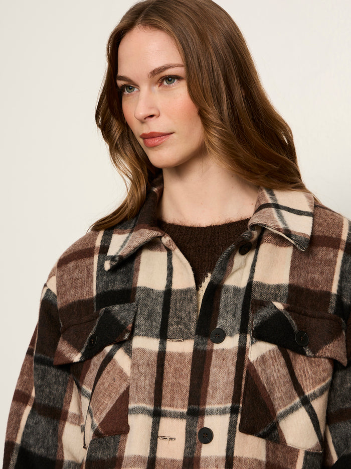 Locket Plaid Coat Espresso Martini Plaid