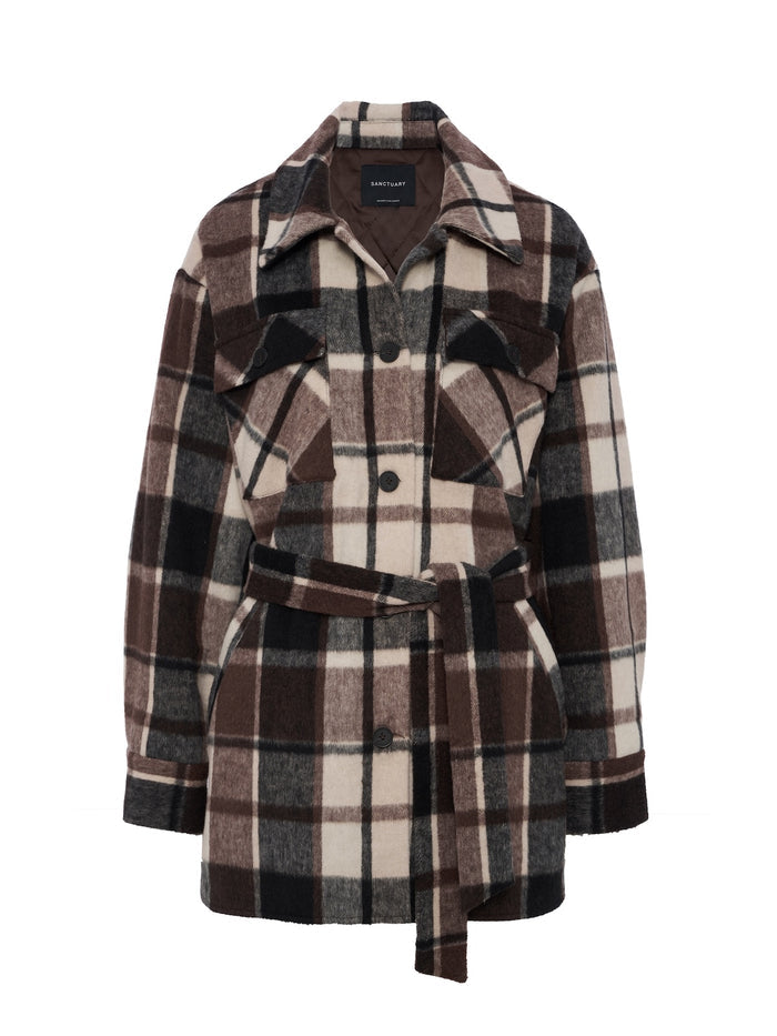 Locket Plaid Coat Espresso Martini Plaid