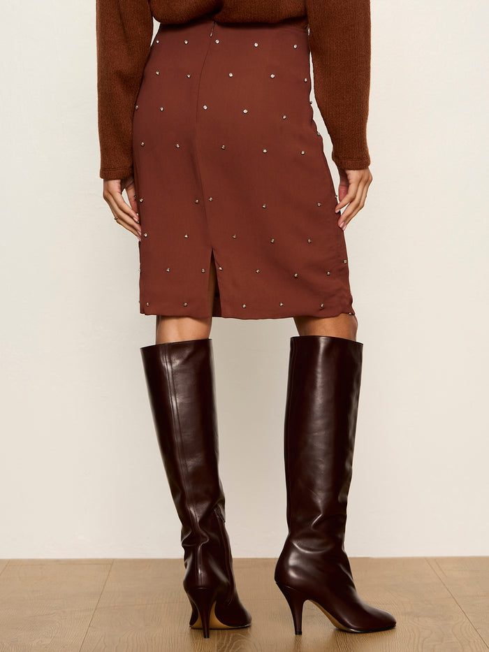 Margo Embellished Pencil Skirt Burnt Cocoa