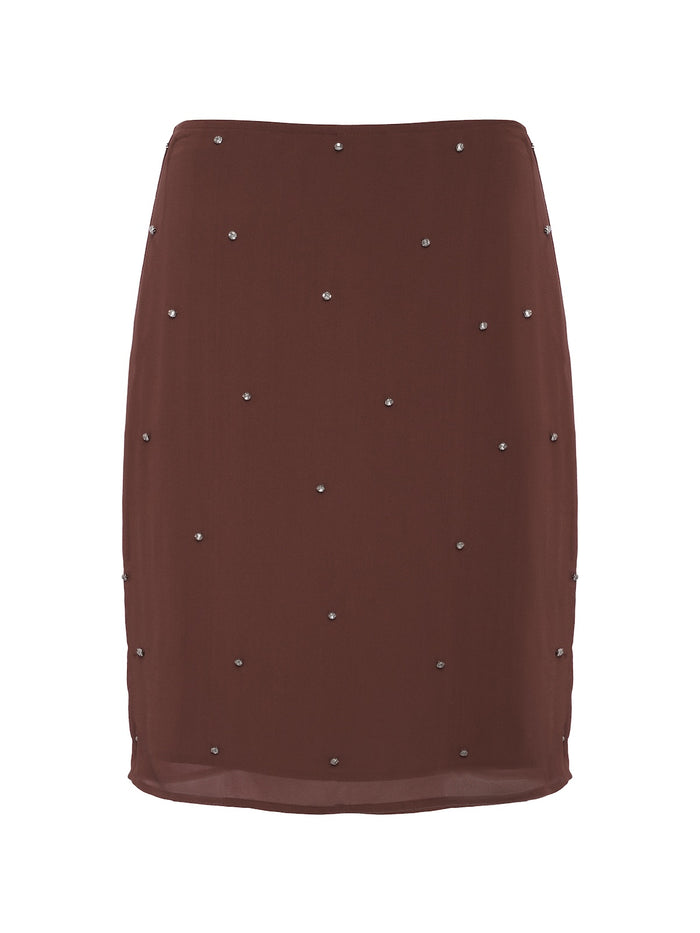 Margo Embellished Pencil Skirt Burnt Cocoa