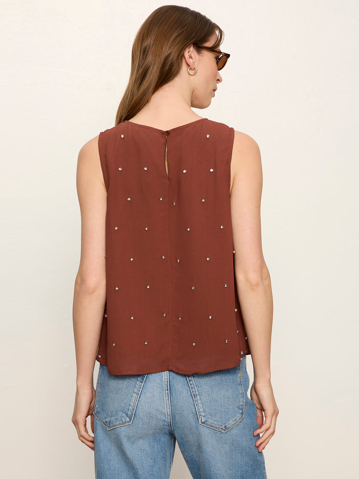 Margo Embellished Shell Top Burnt Cocoa