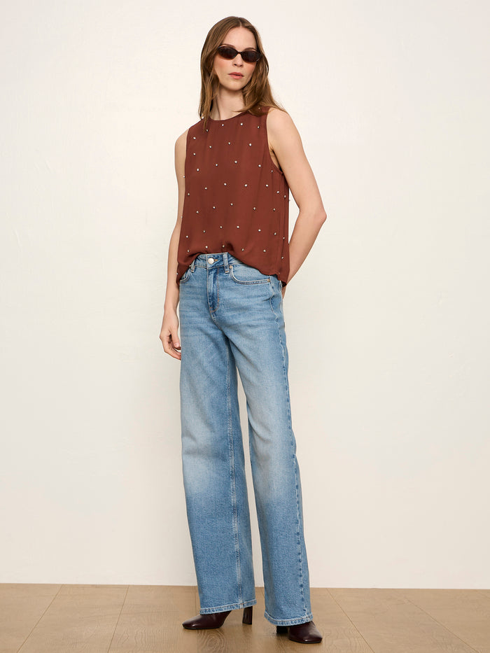 Margo Embellished Shell Top Burnt Cocoa