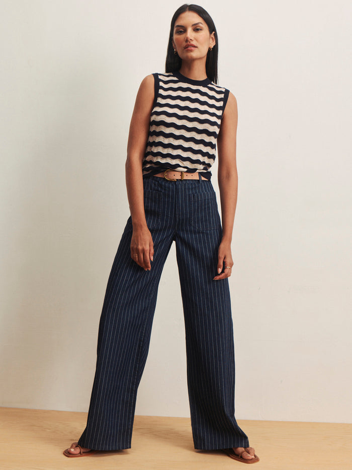 Marine Full Length Jean Luna Stripe