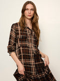 Meet In Paris Tie Neck Blouse Cinder Plaid