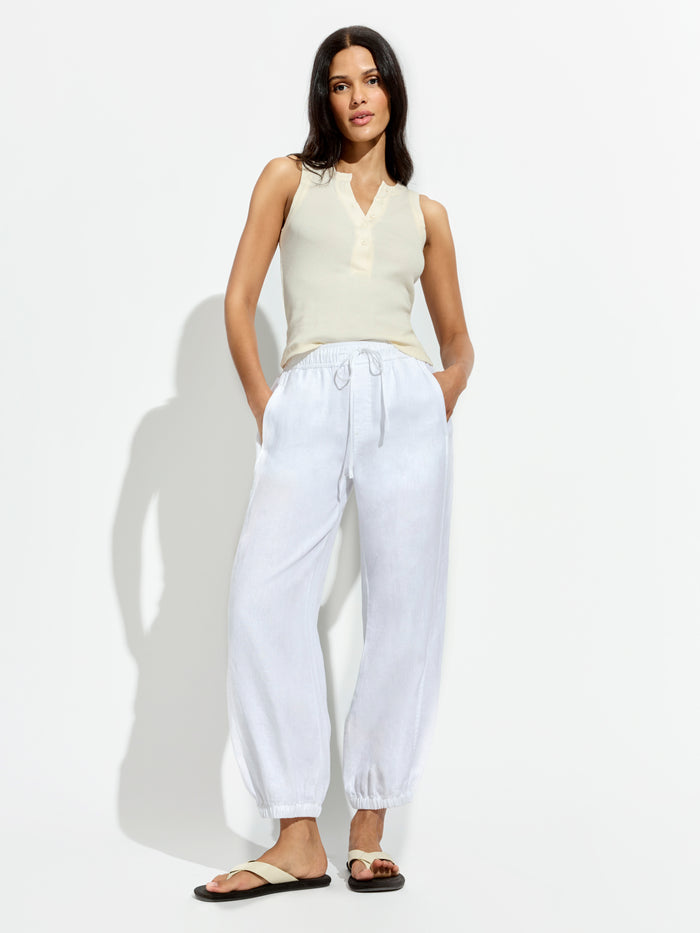 Melody Micro Linen Balloon Pant White