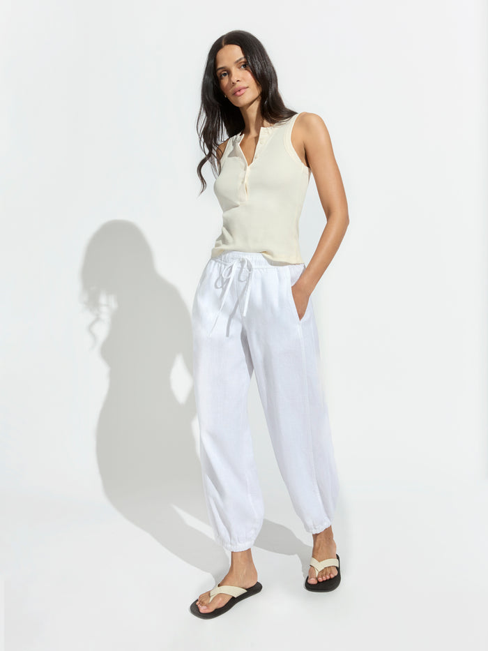 Melody Micro Linen Balloon Pant White